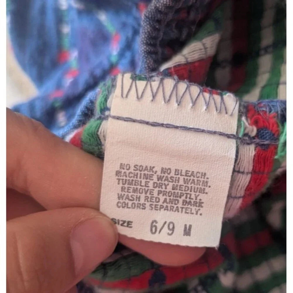VINTAGE Oshkosh B’gosh Footy All Over Logo Overalls Baby Size 6/9 Months